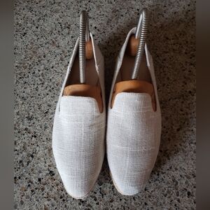 Jack Rogers Audrey Linen Espadrille Loafer - Ivory Metallic